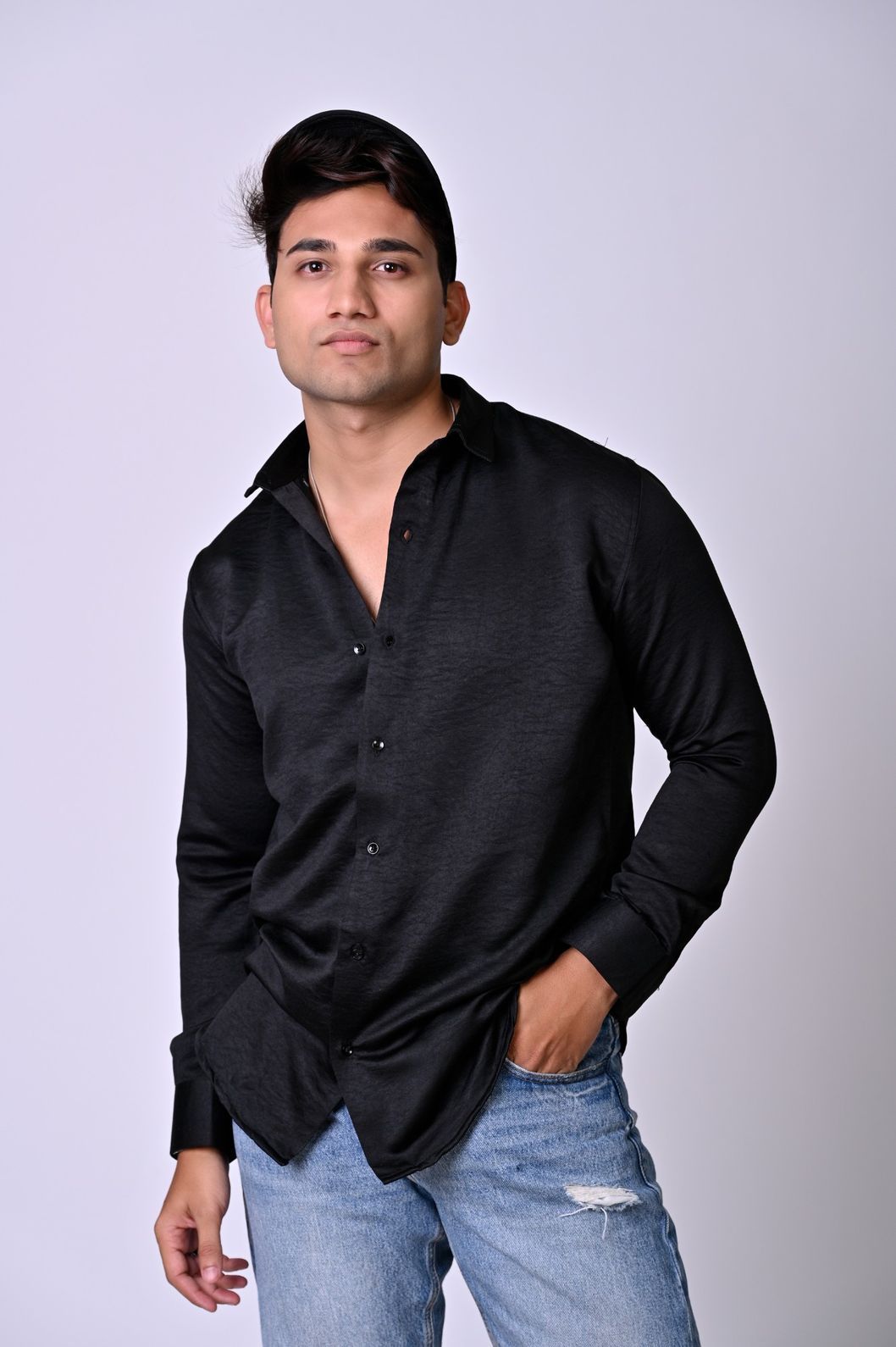 Black Swed Satin Shirt - Image 6