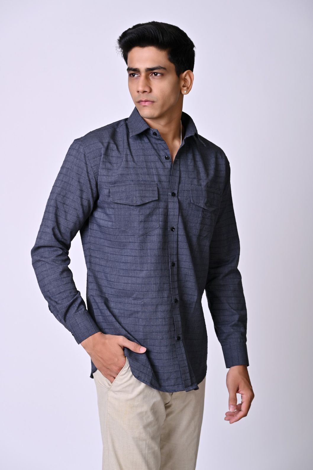 Dark Blue Double Pocket Shirt