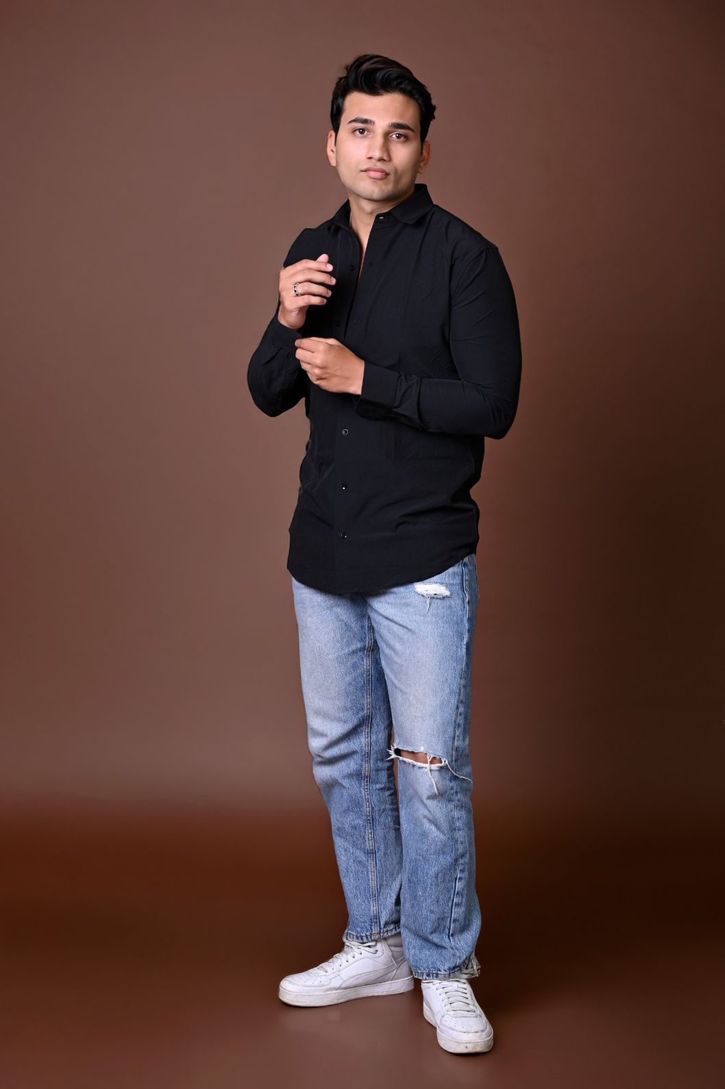 Black Plain Dark Shirt - Image 6