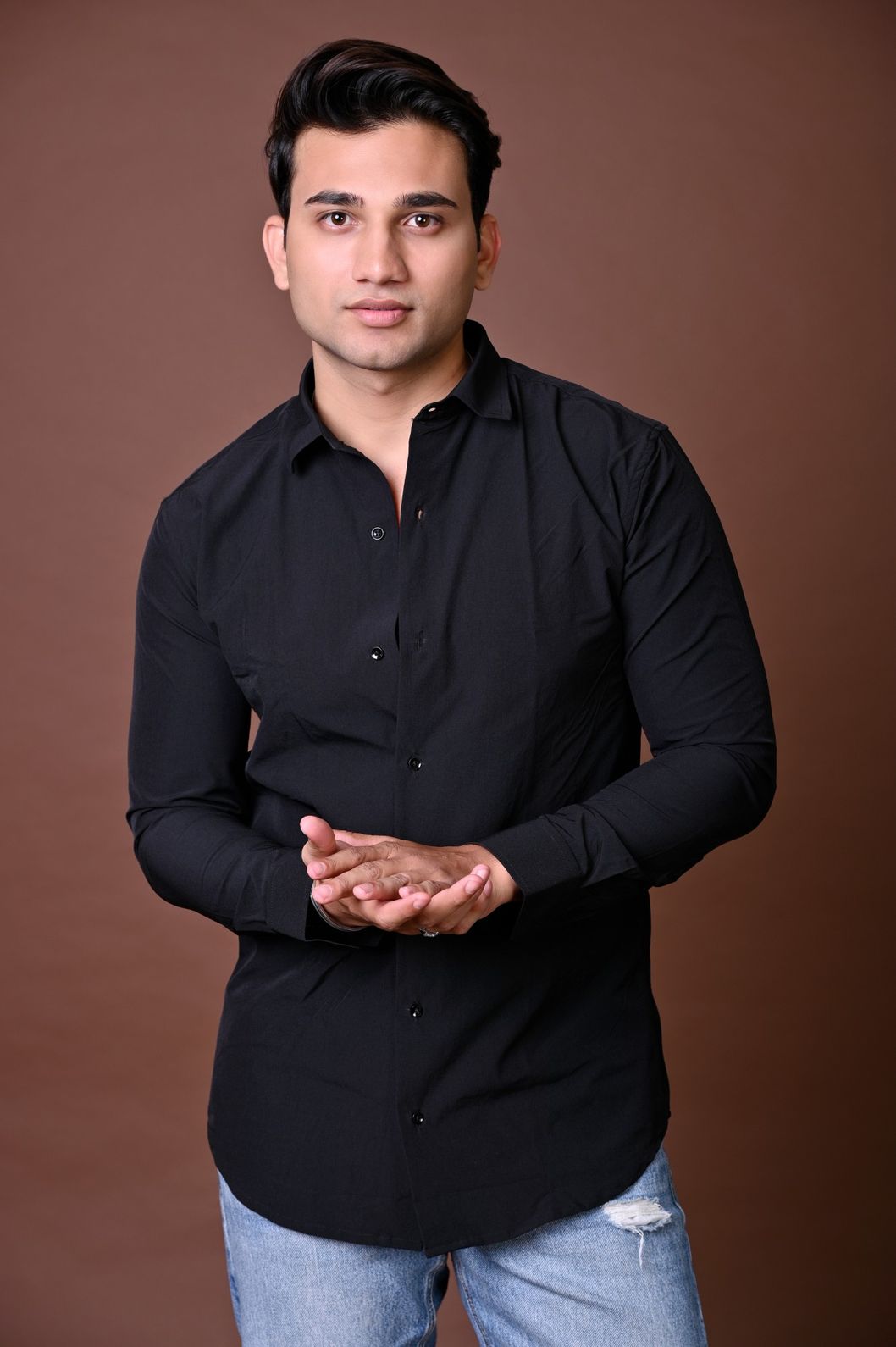 Black Plain Dark Shirt - Image 4