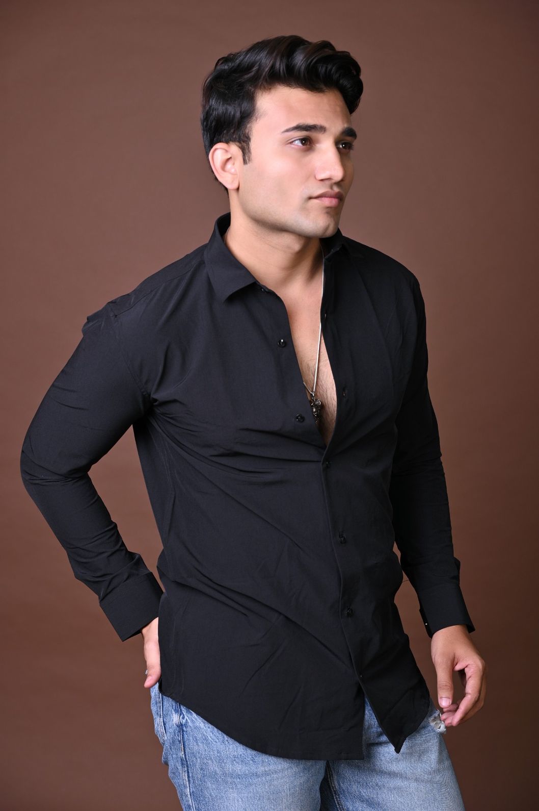 Black Plain Dark Shirt - Image 5