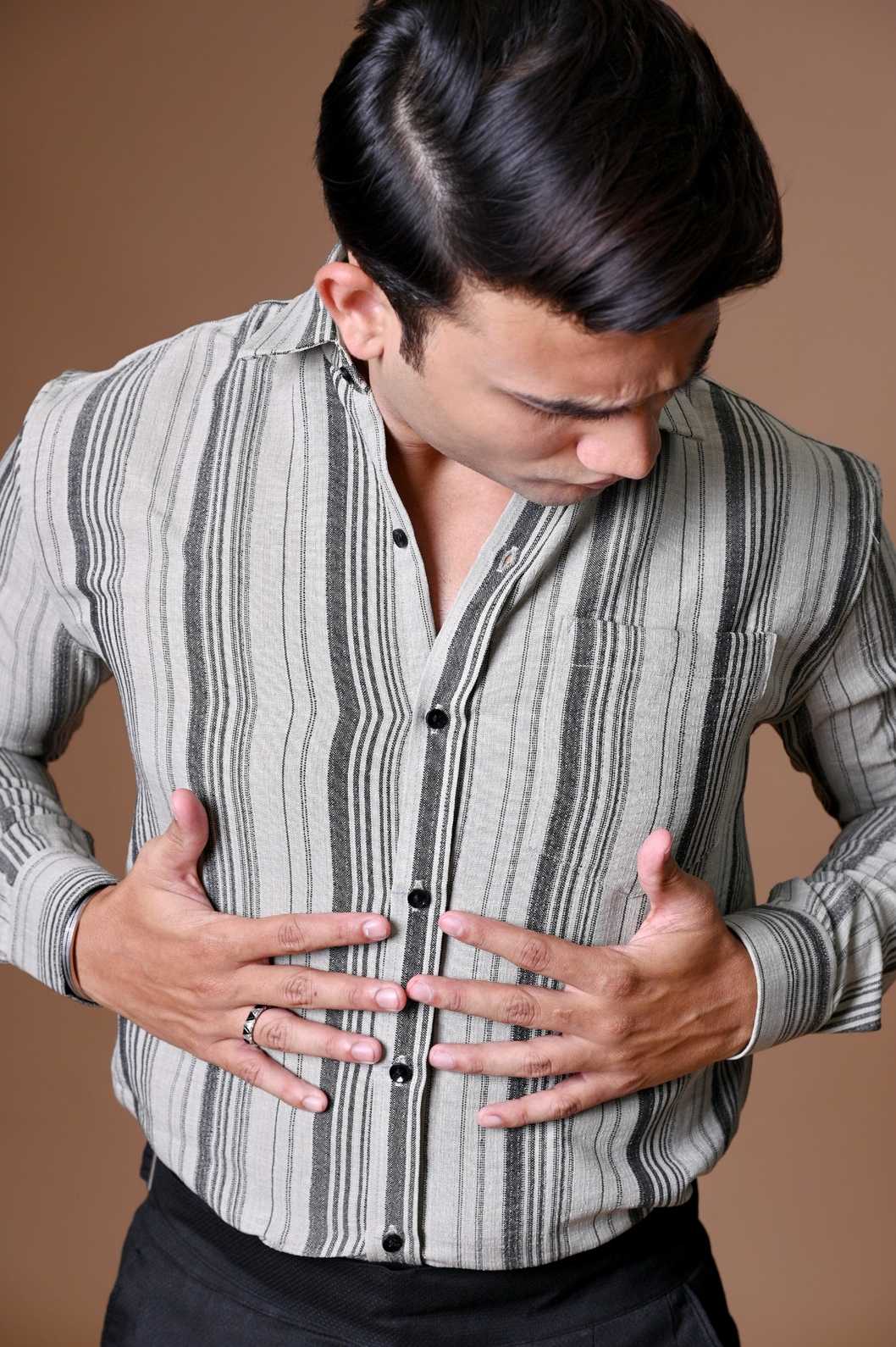 Gray Linen Stripe Shirt