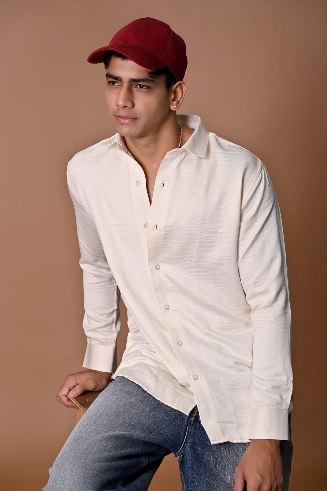 White Swed Satin Shirt