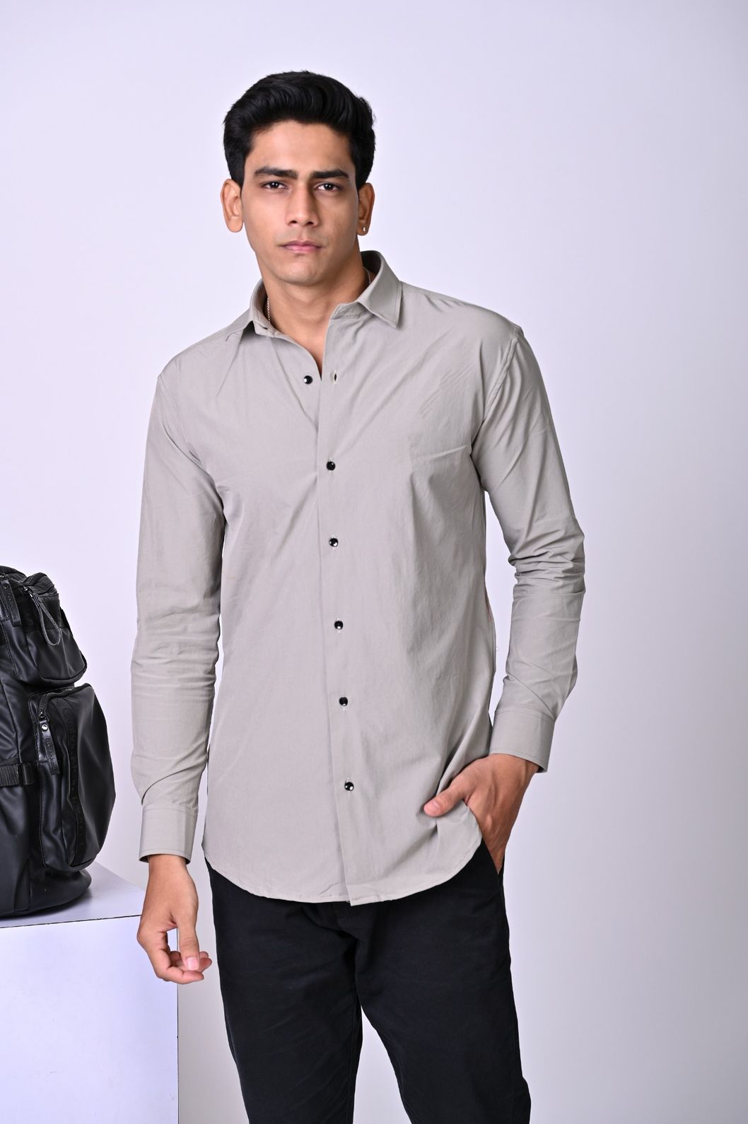 Gray Plain Dark Shirt