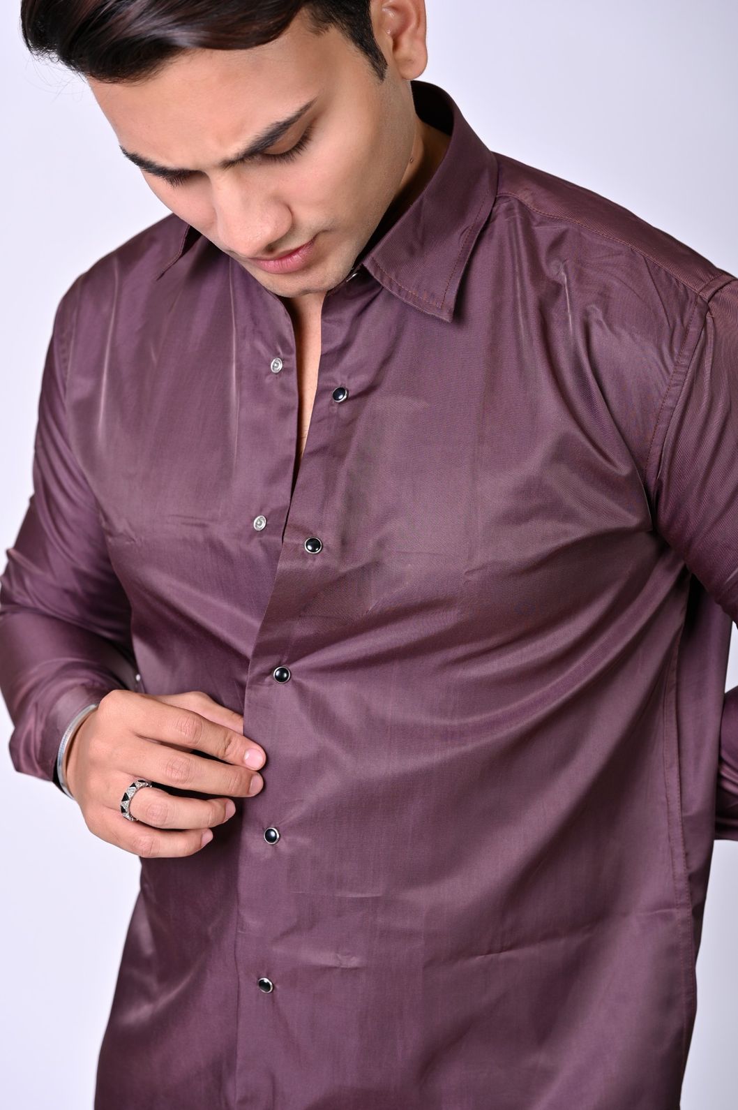 Maroon Mocha Satin Shirt