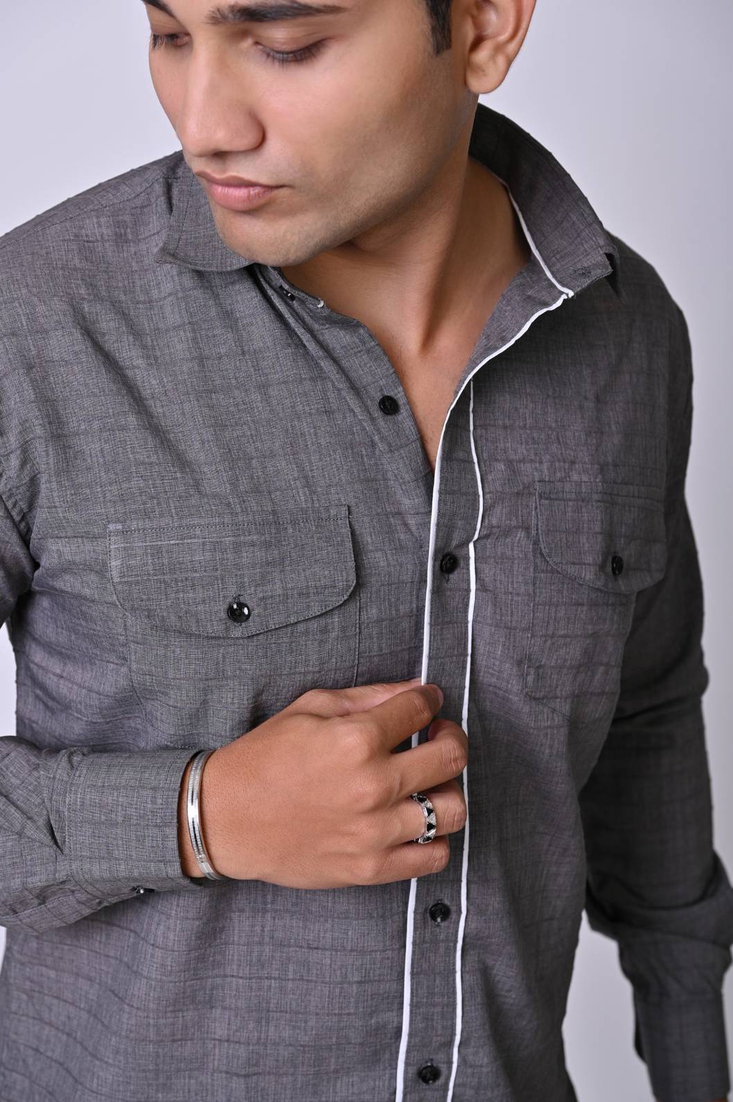 Gray Linen Blend Shirt
