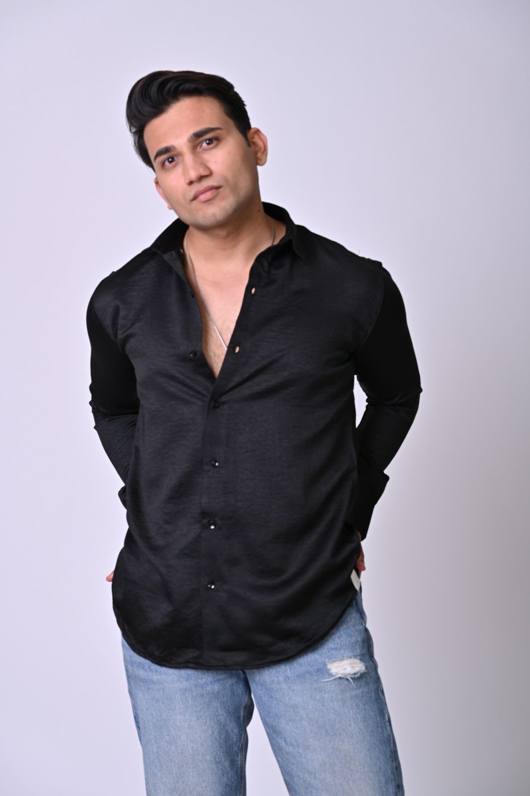 Black Swed Satin Shirt - Image 4